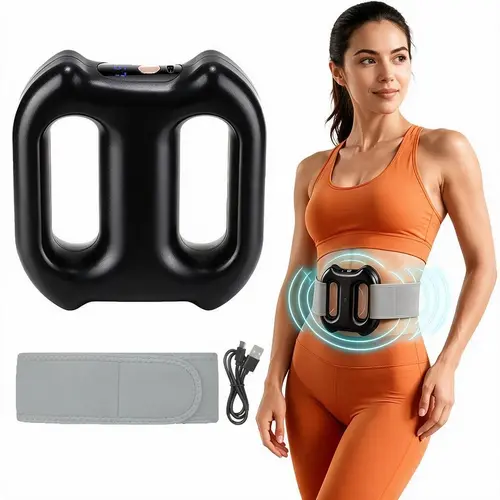 5-Speed Dual-Ring Electric Massage Ring, Adjustable Modes, Rechargeable Wireless Full Body Massager, 15-Minute Muscle Care with LCD Digital Screen, Hands-Free Massager for Waist Abdomen Shoulder Back, Usb Rechargeable Massagers