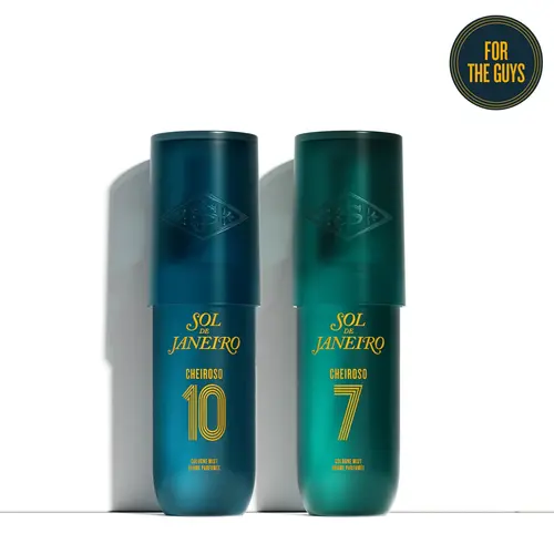 Sol de Janeiro Cheiroso Cologne Mist Duo | Men's Cologne Mist Duo Featuring Cheiroso 7, With Notes Of Wild Lavender, Salted Macadamia Nut & Vanilla Woods and Cheiroso 10, With Notes Of Crushed Cardamom, Brazilian Pineapple, And Smooth Cedarwood