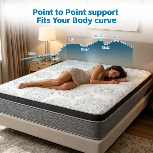 DIGWAC Full Size Supportive Mattress - 8/10/12/14-in Multi-Size, Medium Firmness, 6-Layer Construction, Independent Spring Bags, Cotton Corduroy Cover, Anti-Allergic, Compressed Packaging, Indoor Furniture Mattress, Full Size Mattress, Anti-Allergic Mattr