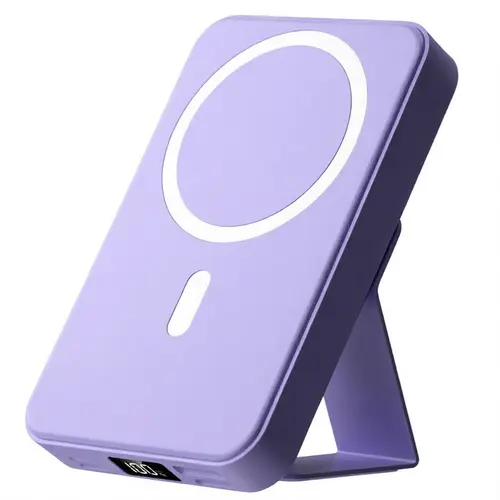 10000mAh Magnetic Power Bank with LED Digital Display, Foldable Kickstand, Wireless Charger for MagSafe iPhone 12-16 Series, USB-C Wired Charging for Android