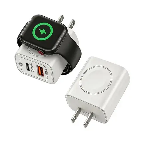 3-in-1Magnetic Wireless Cordless PD USB-C Wall Charger Block - 20W Fast Charging, Compatible with iWatch Ultra/9/8/7/6, iPhone 17/17 Pro/16/16 Pro/15 Series, Electronic Cellphone, Apple Watch Seires