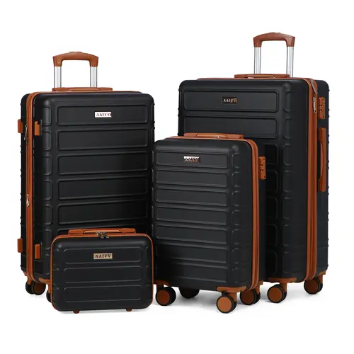 AAIVV 4 Piece Expandable Luggage Sets, ABS Travel Suitcase Set with Double Spinner Wheels, TSA Lock Hardshell Durable Traveling Bag Luggage Sets (13/20/26/28in) Gift for Back to School fathersdaygift