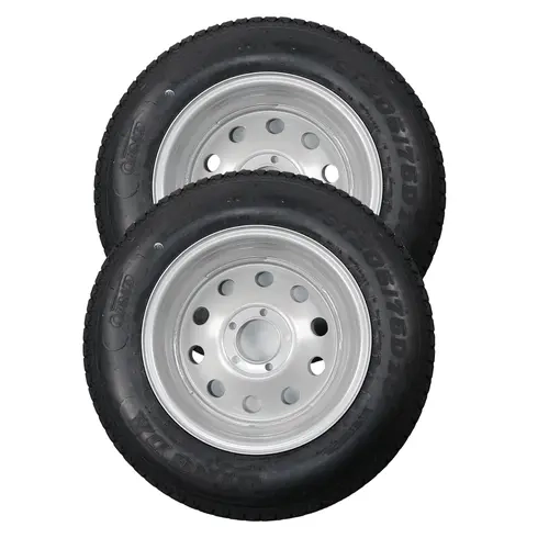 Garvee 2-Pack ST205/75D15 Trailer Tires Pre-Mounted with Silver Spoke Rims, 5 Lug 4.5" Bolt Pattern, 6PR Load Range C Heavy Duty Bias Ply Wheel Tire Combo for Utility, Boat, Camper & Cargo Trailers