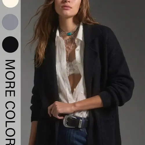 Women's Solid Dual Pocket Drop Shoulder Cardigan Knitwear, Fashion Casual Long Sleeve Lapel Outerwear For Fall & Winter, Women's Clothing For Daily Wear, Warm Casual Knitwear