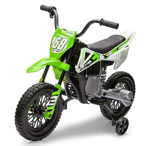 Garvee 12V Kids Electric Dirt Bike Ride-On Motorcycle – Dual 25W Motors, Twist Grip Throttle, Training Wheels, Spring Suspension – Toy for Kids Ages 3+ – Pink/Blue/Red