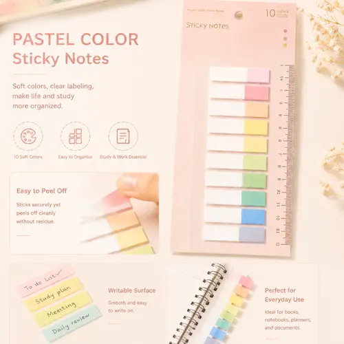 Morandi Pastel Writable Sticky Tabs - Office Tape Flags Index Markers for Artists, Planner Organization & Back to School Study Supplies