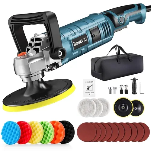 Buffer Polisher, 1600W 7 Inch Rotary Buffer Polisher Waxer, 7 Variable Speed 500-3300 RPM, Detachable Handle for Car, Boat Sanding, Polishing, Waxing
