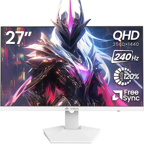 CRUA 27" White 240Hz QHD IPS Gaming Monitor, 2560x1440, AMD FreeSync, 120% sRGB, Built-in Speakers, Blue Light Filter, HDMI DP, VESA Wall Mount,back to school,back to school haul