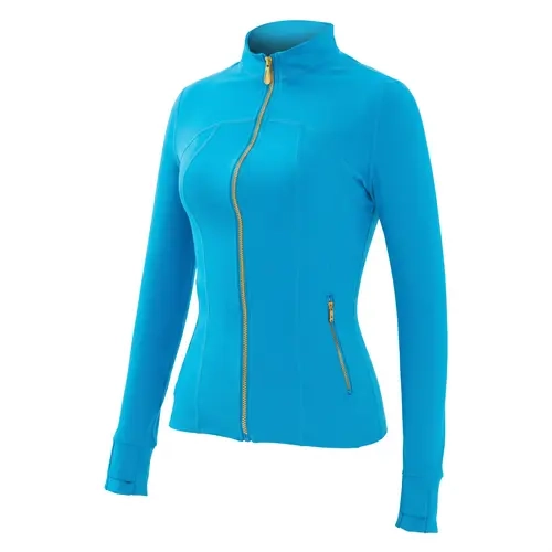 Uncia Active Modern Lightweight Stretchy Women's Sports Jacket - Stand Collar Full Zip Thumbhole Slim Cut Skin Friendly Athletic Outerwear, Long Sleeve Zip Up Jackets with Zipper Side Pockets for Sports Fitness Layer,outdoorfun