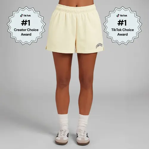 Comfrt | Varsity Logo Short | Fleece 3 Inch Embroidered Logo Sweat Shorts