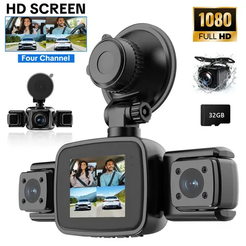 【PASLDA】 4-Channel Automotive Dashcam, Car Camera with 4-Lens Setup & All-Round View Monitor, Built-in WiFi, 64GB Card Included, HDR Night Vision, Plug-and-Play No Battery, HD Driving Recorder, Holiday Gift for Dad toolupgrade