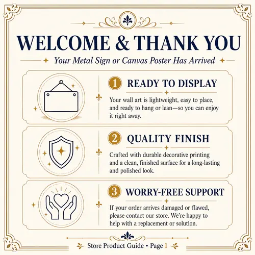 After-Sale Instructions Manual for Home Decor Metal Signs and Canvas Posters