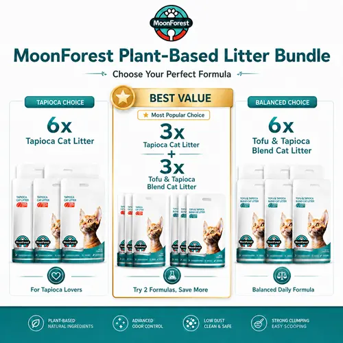 MoonForest Universal Plant-Derived Cat Litter Bundle - Tapioca & Tofu Blend, Strong Fast Clumping, Low Dust, Odor Control for Multi-Cat Homes #tiktokshopbacktoschool