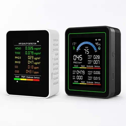 10-in-1 Air Quality Monitor Indoor with AQI, HCHO, TVOC, PM2.5, PM10, PM0.3, CO, CO2, Temperature & Humidity – Smart Air Quality Tester with Real-Time Display for Home, Office, Baby Room