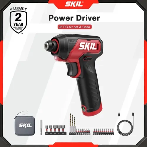 SKIL New Arrival PWRCORE GO Electric Power Driver, 14.4Wh, 26PC Bit Set & Case - Compact Tools and Gadgets, Work Tools for DIY Users' Home Projects