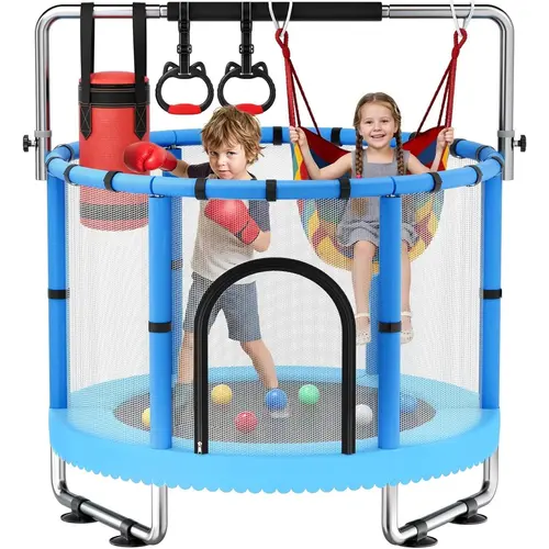 60" Toddler Trampoline with Safety Net,440lbs Kids TrampolineIndoor Outdoor, Mini Trampoline Playset for Boys & Girls Summer Sale