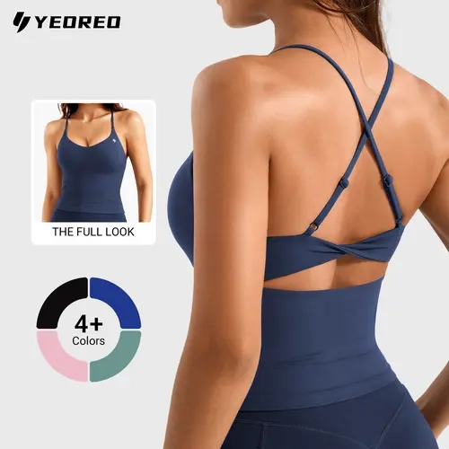 YEOREO Women's 1-Piece Breathable Sports Top - Adjustable Strappy Longline Twist Crossover Exercise Bra, Women Workout Clothes, Gym Workout Apparel, Sporty Chic Activewear,outdoorfun