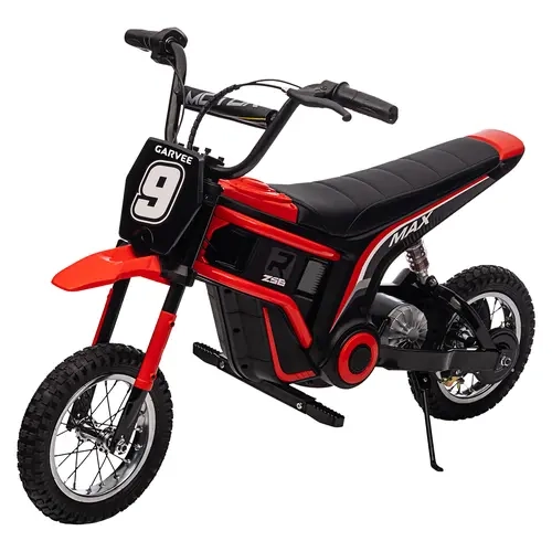 Garvee 24V 350W Kids Electric Dirt Bike Ride-On Motorcycle - Up to 14.29 MPH - 3 Speed Modes - Rear-Wheel Drive - Shock-Absorbing Suspension - Ages 5-17