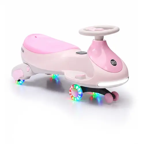 Garvee 12V Electric Wiggle Car for Kids, 2-in-1 Swing Ride-On w/ Pedal - 360° Steering - Flashing Wheels & Music - Rechargeable Indoor/Outdoor - Anti-Rollover, White