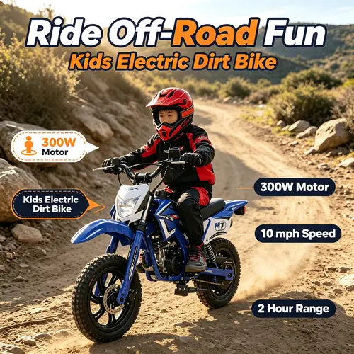 Kids Multifunctional Off-Road Electric Ride-On Scooter - 300W Motor, 10 MPH Top Speed, Sturdy Frame, Dual Suspension, Reliable Brakes, LCD Display for Outdoor Sports & Fitness Rides