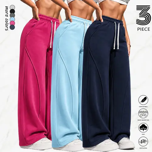 Women's 3PCS Lightweight Breathable Casual Comfortable Athletic Sweatpants, Womenswear Bottoms for Running, Fitness, Travel. Summervibes