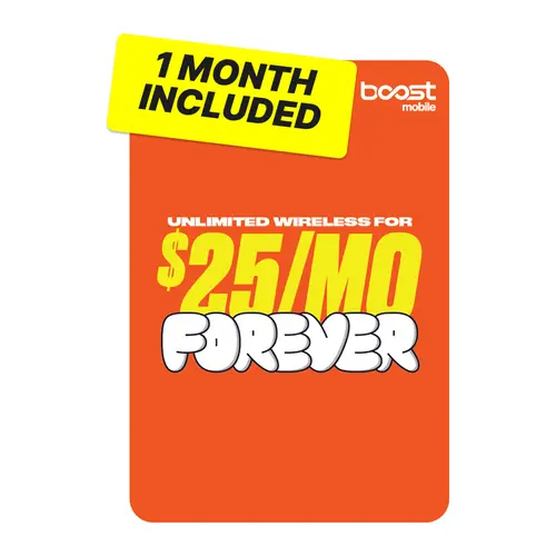 Boost Mobile $25/mo Forever Unlimited Plan (with Auto-Pay) eSIM Kit - Unlimited Talk, Text & Data - First Month Included