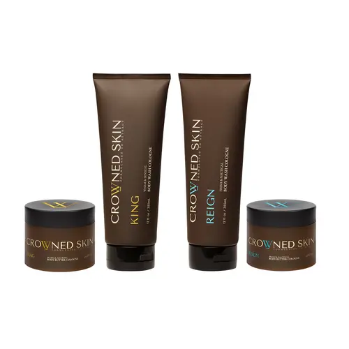 Crowned Skin Cologne-Infused Body Wash and Body Butter - King and Reign - 4 piece Bundle