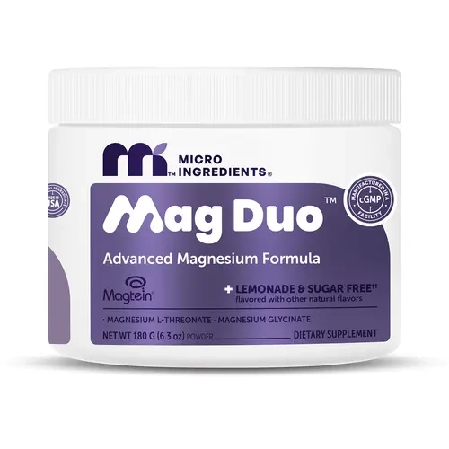 [Live Exclusive] Micro Ingredients Mag Duo Drink Mix, Magnesium L-Threonate (Magtein) with Glycinate Powder- Lemonade Flavors - No Sugar, No Fillers, Non-GMO, No Gluten (30 Servings)