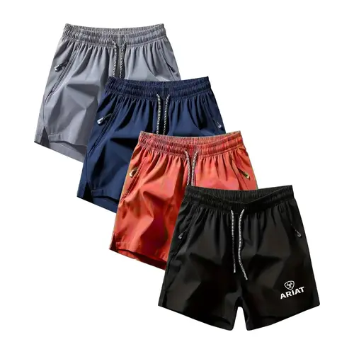 Men's Summer Quick-Dry Sport Shorts, Drawstring Zipper Pockets, American Jeans Style, Breathable Casual Training Pants