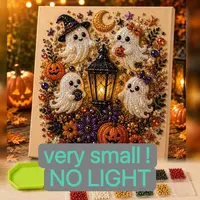 Small Size No light Spooky Cute Ghost 8inx8in Themed Pearl 3D Diamond Painting DIY Kit, Multipurpose Fall Season Handicraft Set, Beautiful Wall Art Furnishing Accessory for Household Indoor Decoration & Holiday Party Present