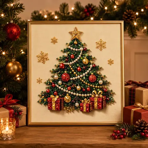Christmas-Halloween Themed Pearl Diamond Painting DIY Making Kit, Warm Cute 3D DIY Craft Supplies, Beginner-Friendly Home Decor Wall Art, Seasonal Party Gift, Beginners