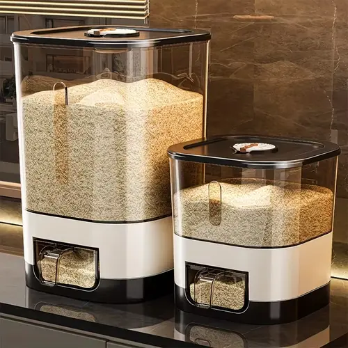 14/25LBS Rice Dispenser, Large Grain Container Storage with Lid Measuring Cylinder，Airtight Food Storage Containers，Reusable, Insect & Moisture Proof，for kitchen organizations and pantries, containing dry grains