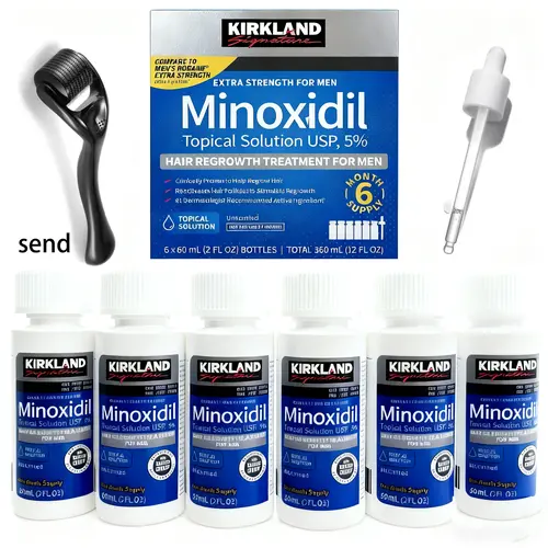 Kirkland Minoxidil 5%. for Men & Women Universal Solution forPattern Baldness & Thinning Liquid Hair Growth Booster 3- Month Supplyl Targets Hair Thinning at the Root, Enhances HairDensity & Supports Healthy Growth, Dermatologically Tested..