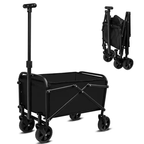 Collapsible Foldable Wagon, Foldable Wagon Cart With Wheels, Wagons Carts Foldable, Large Capacity Portable Utility Grocery Wagon For Shopping, Sports, Camping, Garden