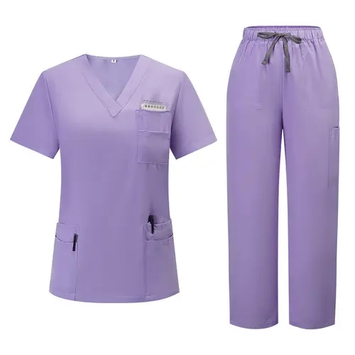 Women's 2-Piece Durable Medical Scrub Set - Short Sleeve Top, Straight Leg Pants for Nurses, Hospital Work Clothes Women, Multi-Size Scrubs, Medical Work