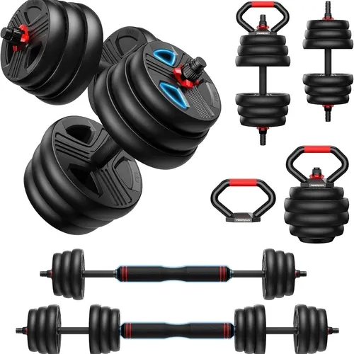 FITPLAM FDS1 Dumbbell set,Adjustable dumbbell,70/90lbs Free Weights set with upgraded nut, 5 in 1 Weight Set Used as Kettlebells, Barbell, Push up Stand, Fitness Exercise for Home Gym Suitable Men/Women