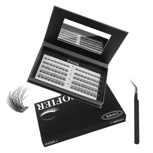 [Billy Live Exclusive] Cofier No Glue Lash Kit Jelly-Coated Base Self Adhesive Individual Eyelashes 80/90/100 Pcs Easy Makeup Application with Tweezers Gentle & Moisture #Summervibes