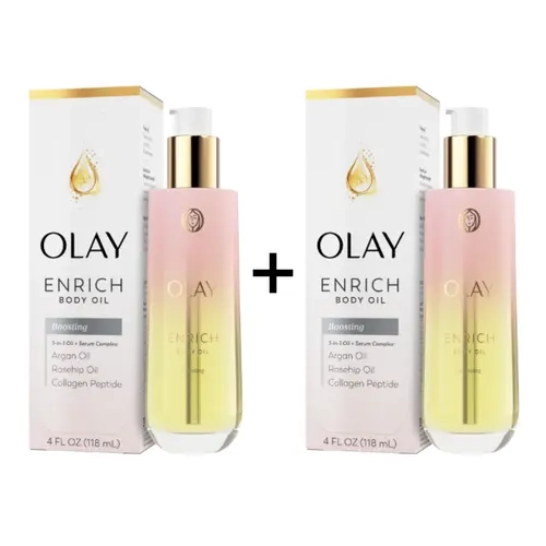 OLAY Enrich Glow Body Oil Duo Pack, Cosmetic Body Care Product with Argan Oil, Serum-Infused Formula and Pleasant Scents, Enriching Glow