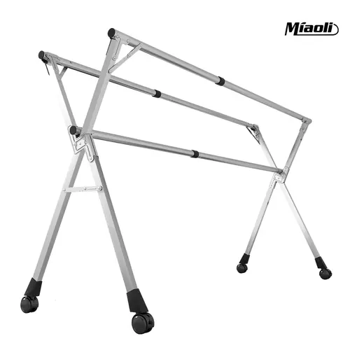 MiAoLi Foldable Stainless Steel Drying Rack Clothes with Wheels, Adjustable Heavy-Duty Rolling Garment Rack, Indoor/Outdoor Laundry Drying Solution (1 Unit)