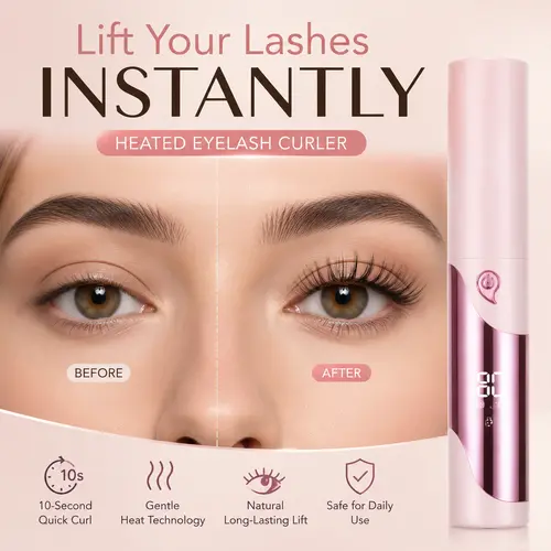 Heated Eyelash Curler, USB Rechargeable Electric Eyelash Curler with LED Temperature Display, Anti-Scald Heated Lash Lift Tool for Long Lasting Natural Curl