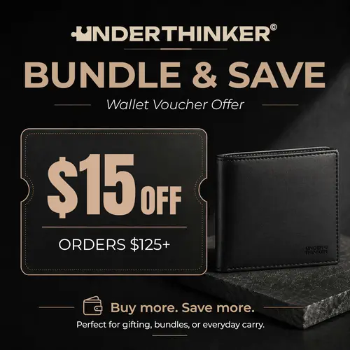 UNDER THINKER Genus Wallets for Men, Men Slim Wallet with RFID Blocking, Faux Leather Money Clip, 6 Card Slots, ID Window, Gift for Him or Dad TDF