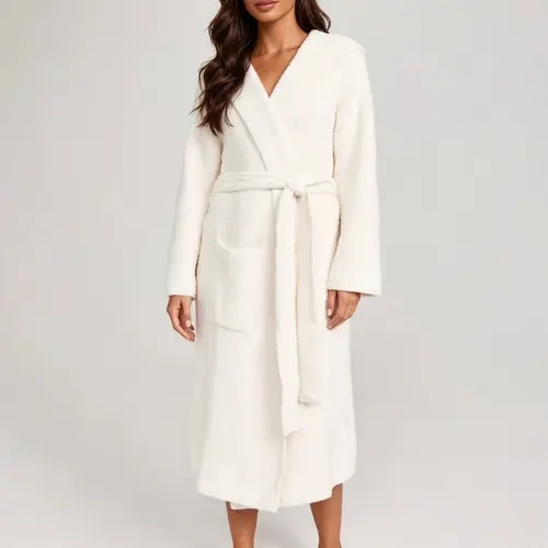 【COZY Soft Plush Feel】Cloudy Plush Twin-Faced Couples' Robe, Soft Long Fluff Warm Lightweight, Wearable at Home/bathroom/spa, Perfect Gift for Mom/wife/girlfriend