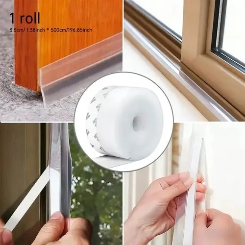 Adhesive Back Gap Seal Tape, 16.4ft x 1.38in Waterproof Door Window Gap Filler for Draft & Noise Reduction