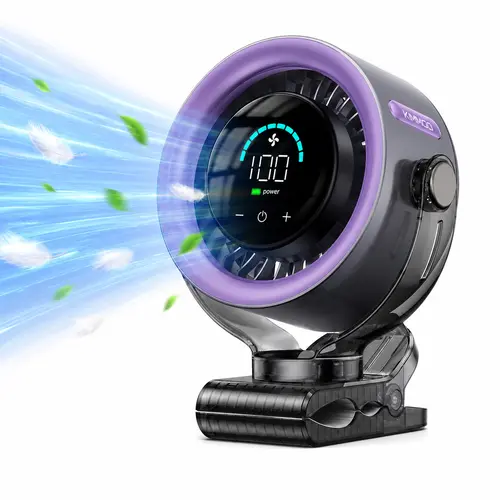 Cordless Rechargeable Wireless Compact Clip-on Workout Fan - 4000mAh Built-in Li-ion, Quiet Turbo Mode High-Speed, LED Display, Touch Control, 360° Rotation for Treadmills, Home Gyms, Outdoor Sports,back to school,back to school haul