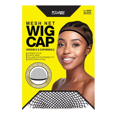 Studio Limited Mesh Grid Wig Cap - Black, Nylon Fabric, Expandable Band, Invisible Fit