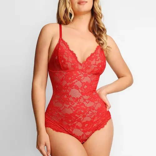 Popilush Lace Smooth V-Neck Shapewear Bodysuit Official  Elegant - Live2