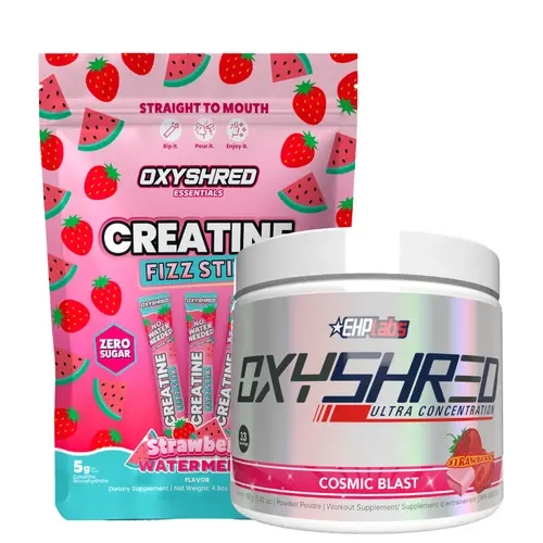 EHPlabs OxyShred Pre-Workout & Creatine Fizz Stix Bundle - Sugar-Free Pre-Workout Powder, 5g Creatine Monohydrate, Multiple Flavours | Fitness, Dietary Supplement