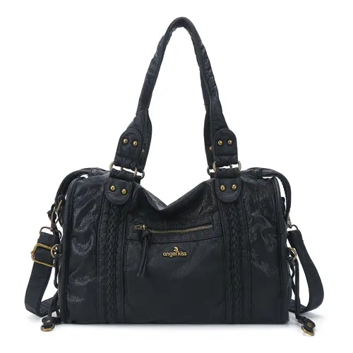 Angel Kiss Women's Ultimate Soft Vegan Leather Hobo Bag - Large 15.3"x6.6"x11.4" Structured Satchel Purse, Stylish Versatile 1-Shoulder Handbag, Back to School Tote (TikTok Shop), One Shoulder Handbag, Structured Bag,outdoorfun