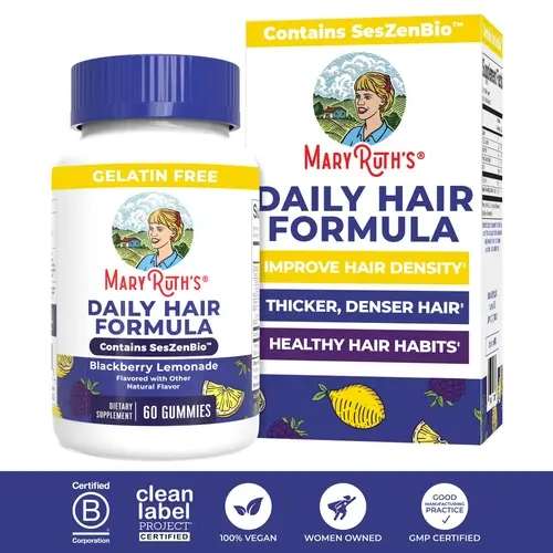 MaryRuth's Daily Hair Formula Gummies - Improved Hair Density & Thickness in Women - Healthy Hair Habits - With SesZenBio - Biotin - Vitamins A & C - 60 ct