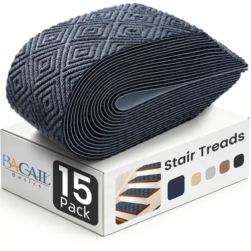 BAGAIL 15-Pack Polyester Geometric Print Peel-and-Stick Non-Slip Stair Treads, 8"x30" Retro Look Indoor Step Covers, Machine Washable No-Residue Adhesive Carpet Runners for Elderly, Indoor Steps,back to school,back to school haul